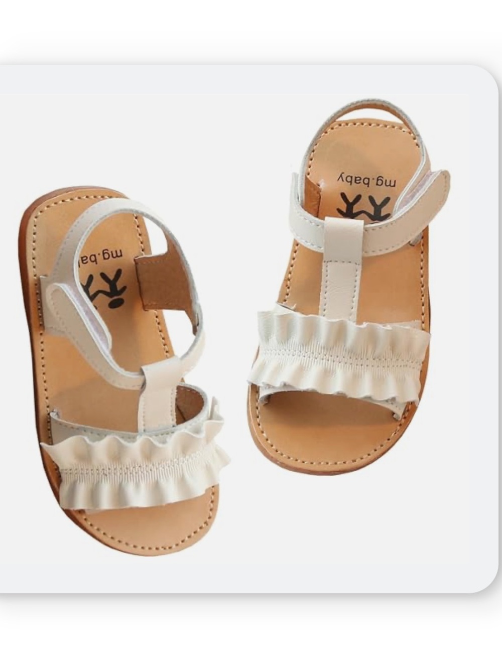 Cream Ruffle Strap Kids Sandals